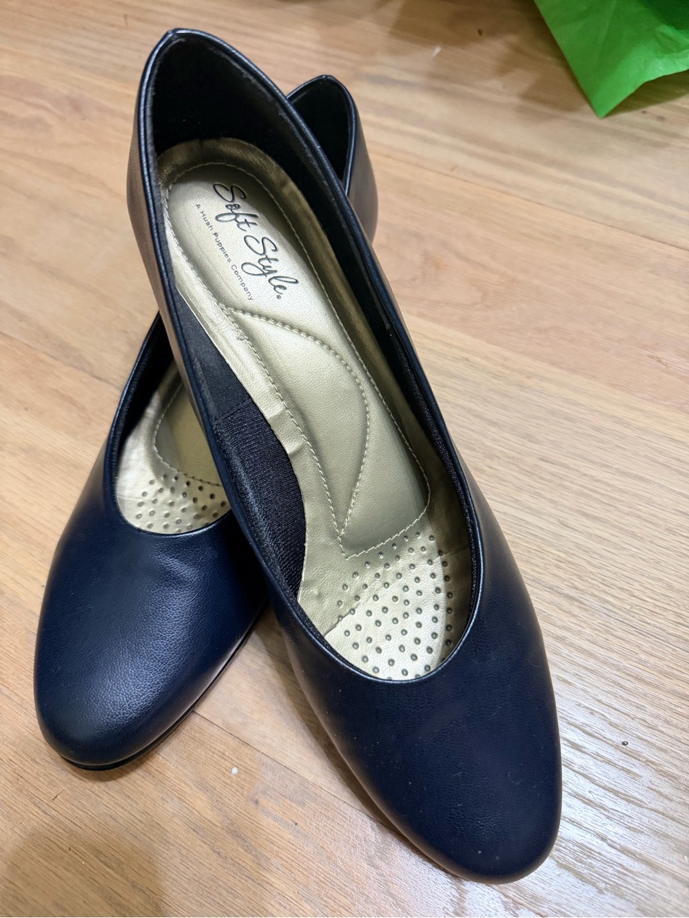 Hush Puppies Soft Style Navy Slip-On Comfort Kitten Heels